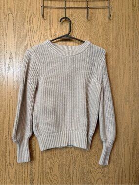 J. Crew Neutral Cream Ribbed Crew Sweater